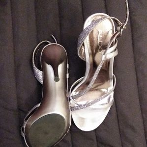Aldo Silver Shiny Strap Heels